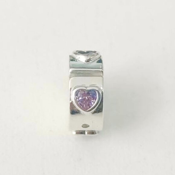 Pandora Pink Heart Clip Charm S925 ALE Sterling Silver Charm For Bracelet - Picture 1 of 3